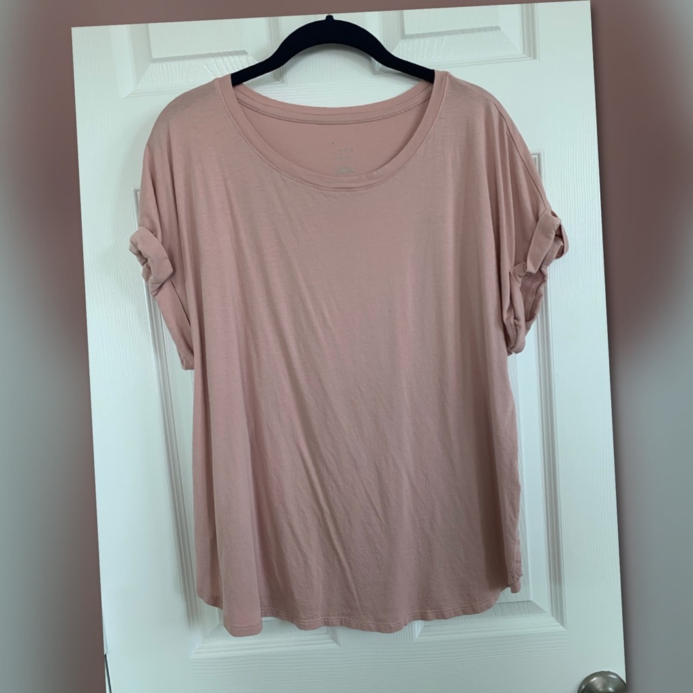 A New Day Casual Tee with Rolled Sleeve Blush XL